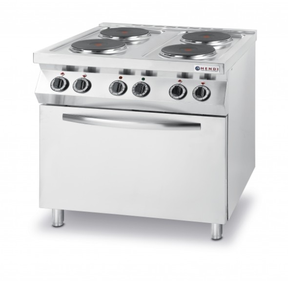 Плита електрична 4-х конфорочна Kitchen Line Hendi 225936 з електричною конвекційною жарочною шафою GN 1/1