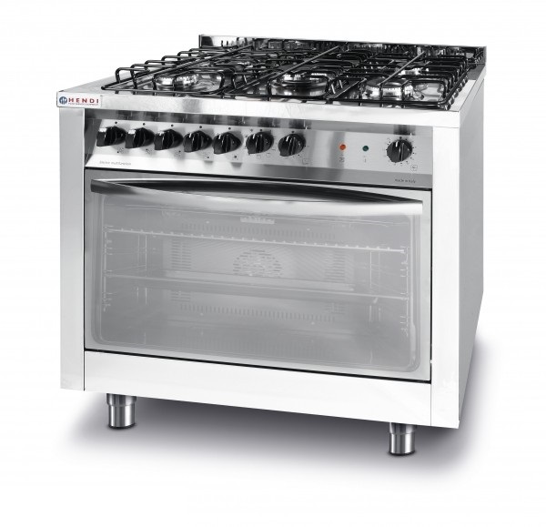 Плита газова 5-ти конфорочна Hendi 225813 Profi Line з електричною жарочною шафою GN1/1