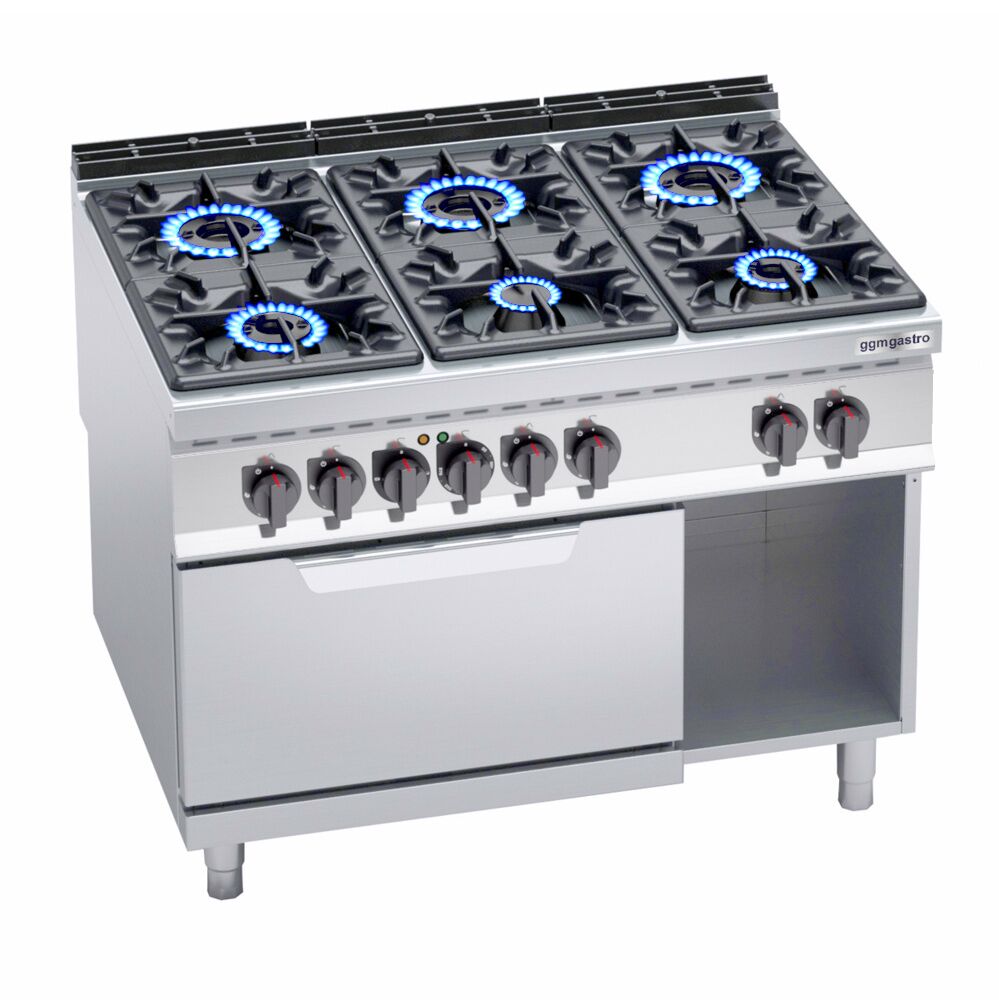 Плита газова з 6 конфорками GGM Gastro GHB199H+EB8S