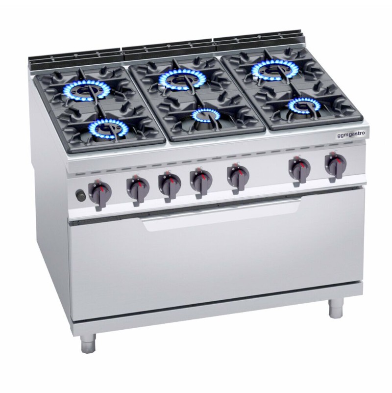 Плита газовая с 6 конфорками GGM Gastro GHB199H+GB12