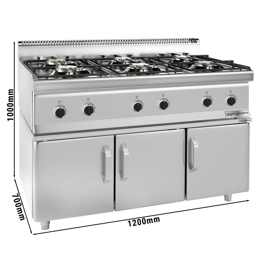 Плита газовая с 6 конфорками GGM Gastro GHK1200-E#UBK1200-E