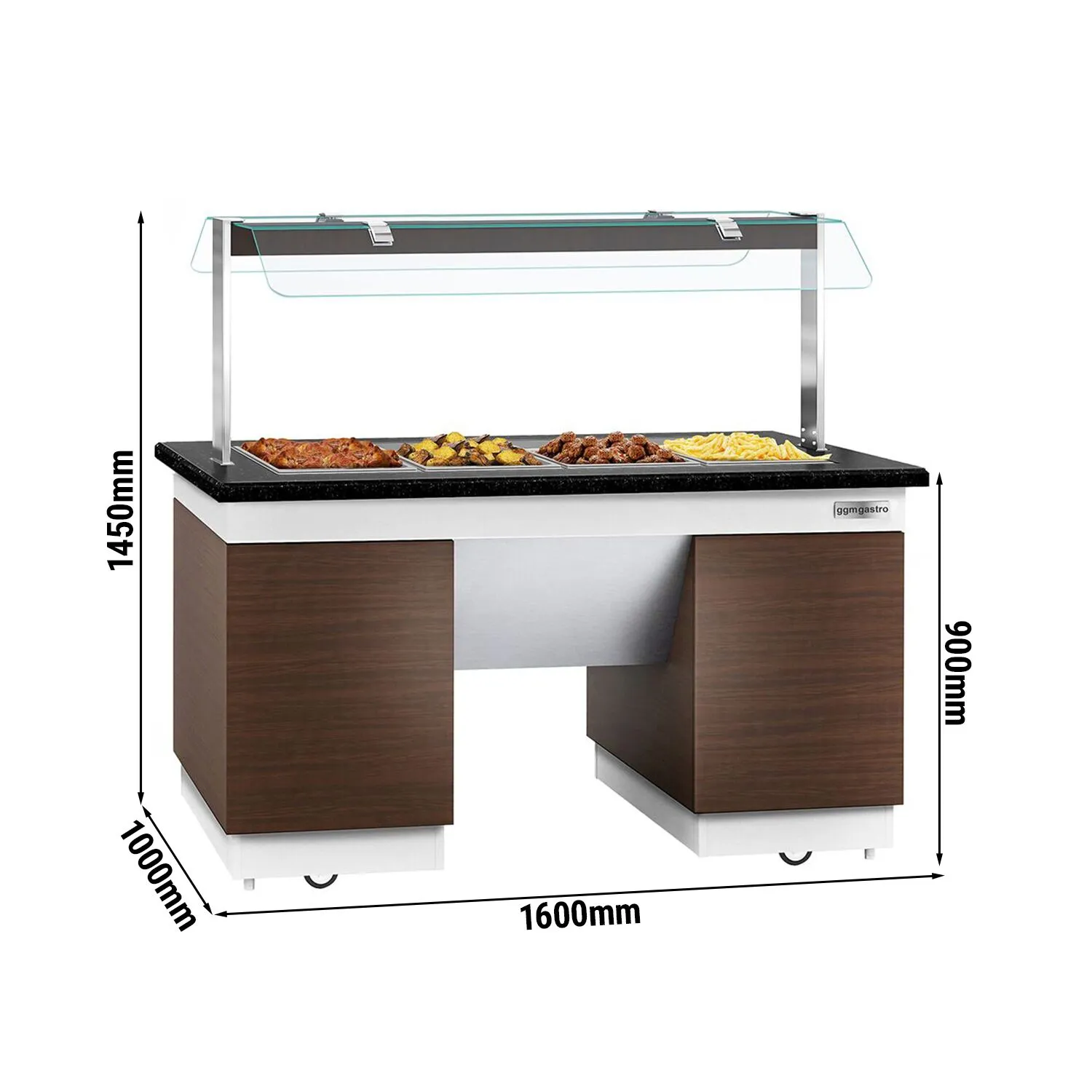 Салат-бар тепловий 1,6 x 1,0 м - 4 х GN 1/1 GGM Gastro BMIN119