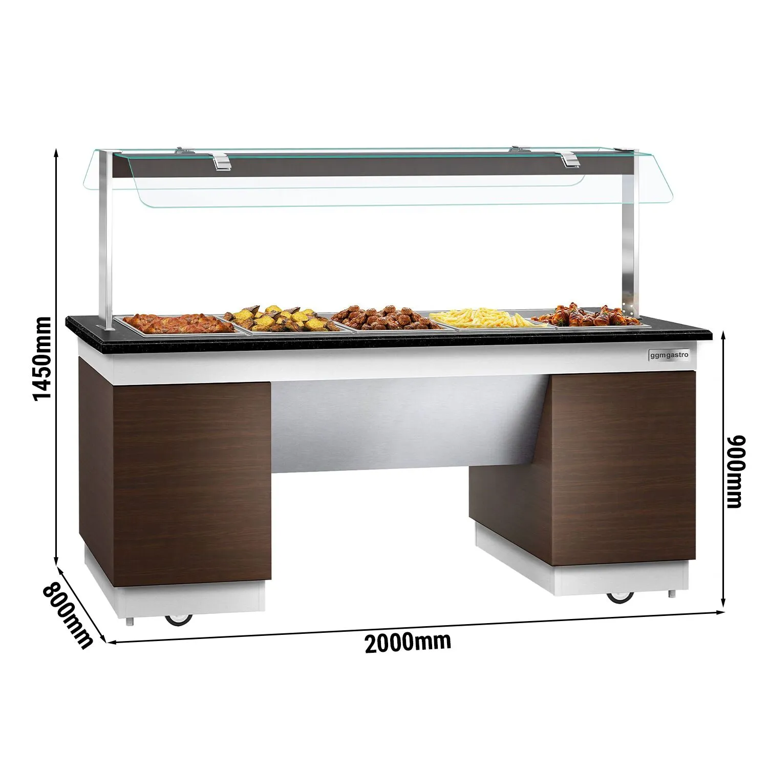 Салат-бар тепловий 2,0 x 0,8 м - 5 х GN 1/1 GGM Gastro BMIN289