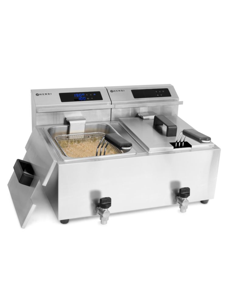 Фритюрница Hendi 207376 MasterPro со сливным краном - 2x8 л.