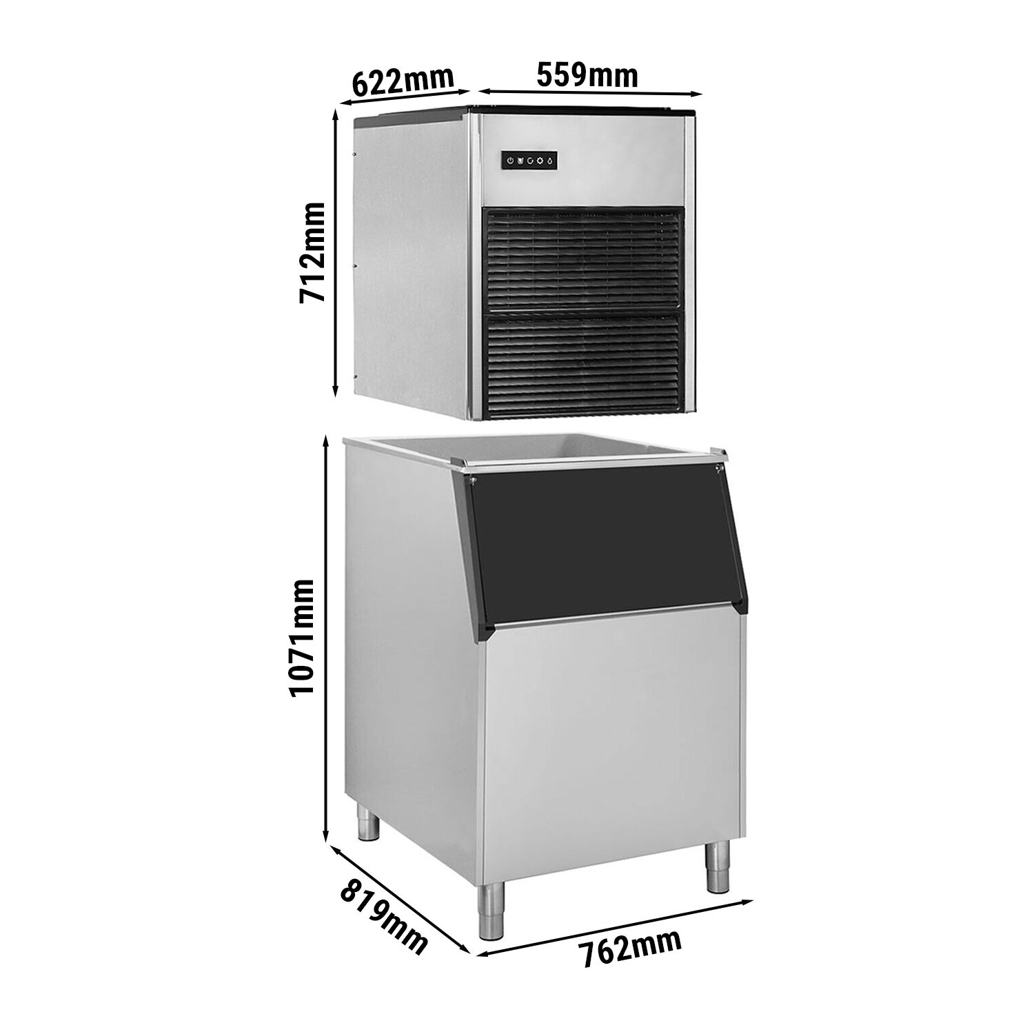 Льдогенератор - 335 кг/ 24 ч GGM Gastro EWMI335#EVI200F
